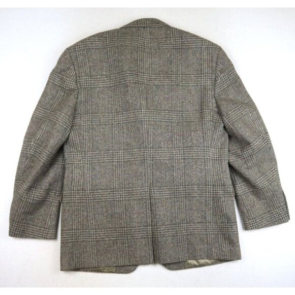 WARREN SCOTT - MEN'S BROWN PLAID 100% WOOL TWEED SPORT COAT BLAZER JACKET- 44R - Picture 7 of 7
